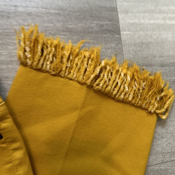 L&B Mustard Yellow Mid Rise Boyfriend Jeans - Distressed Fringe Edge - 6 - Picture 3 of 5